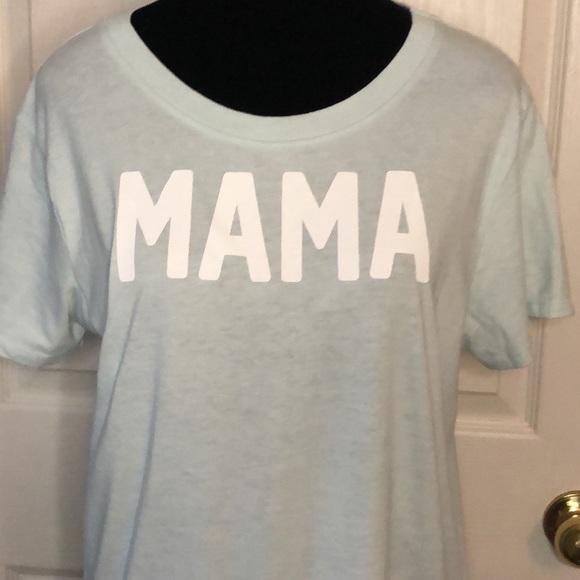 MAMA Short Sleeve T-Shirt, Sz. L, Blue, Ties/Knots at hem in front. - Picture 2 of 7
